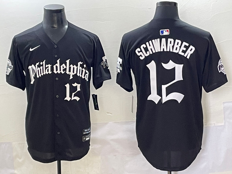 Men's Philadelphia Phillies Kyle Schwarber #12 Black Jersey